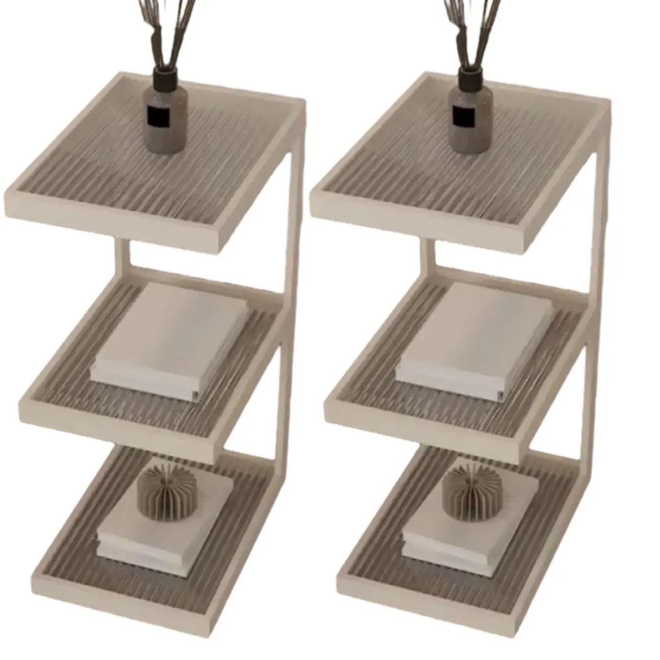 Extra Tall Simple Glass Top and Steel 3 Shelves Nightstand