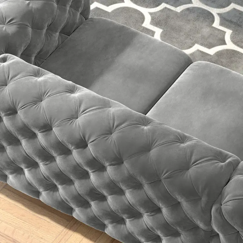 Corvus Aosta Tufted Velvet Loveseat and Sofa Living Room Chesterfield Set