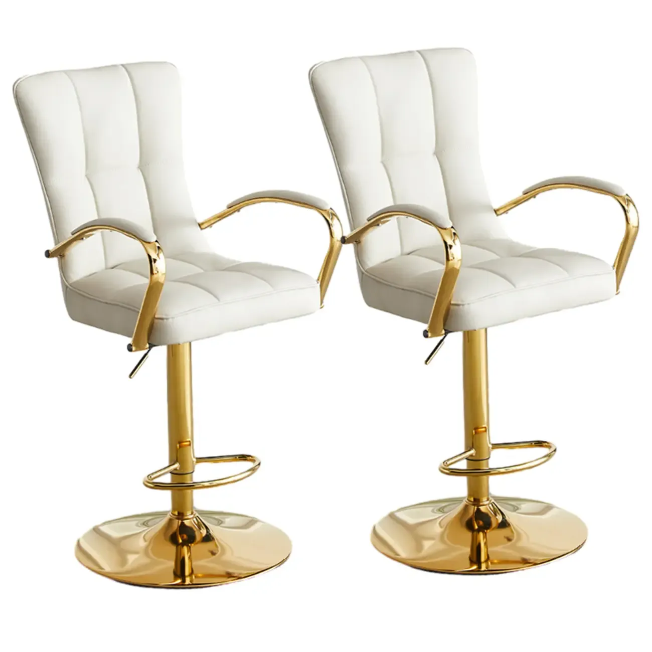 Glam Leather Adjustable Bar Stools with High Back