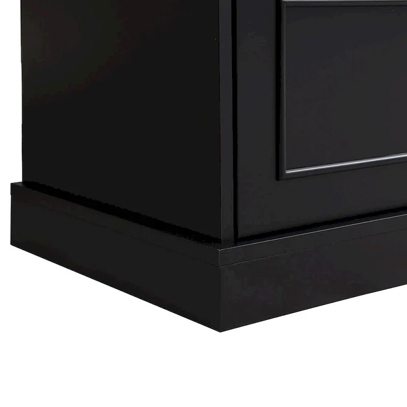 104.2 Wall Unit with TV Stand, Bookshelves, and Cabinets – Black