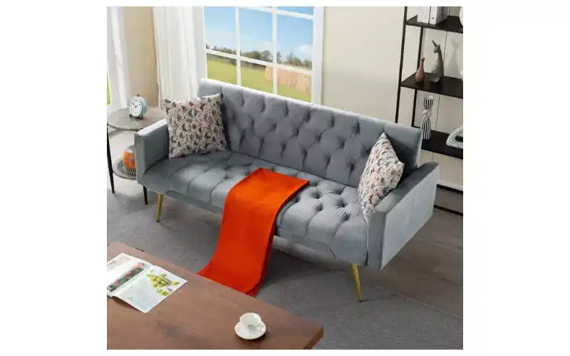 Okak Modern Button Tufted Convertible Sleeper Sofa Bed with Adjustable Back,Upholstered Futon Sofa Couch for Living Room,Apartment