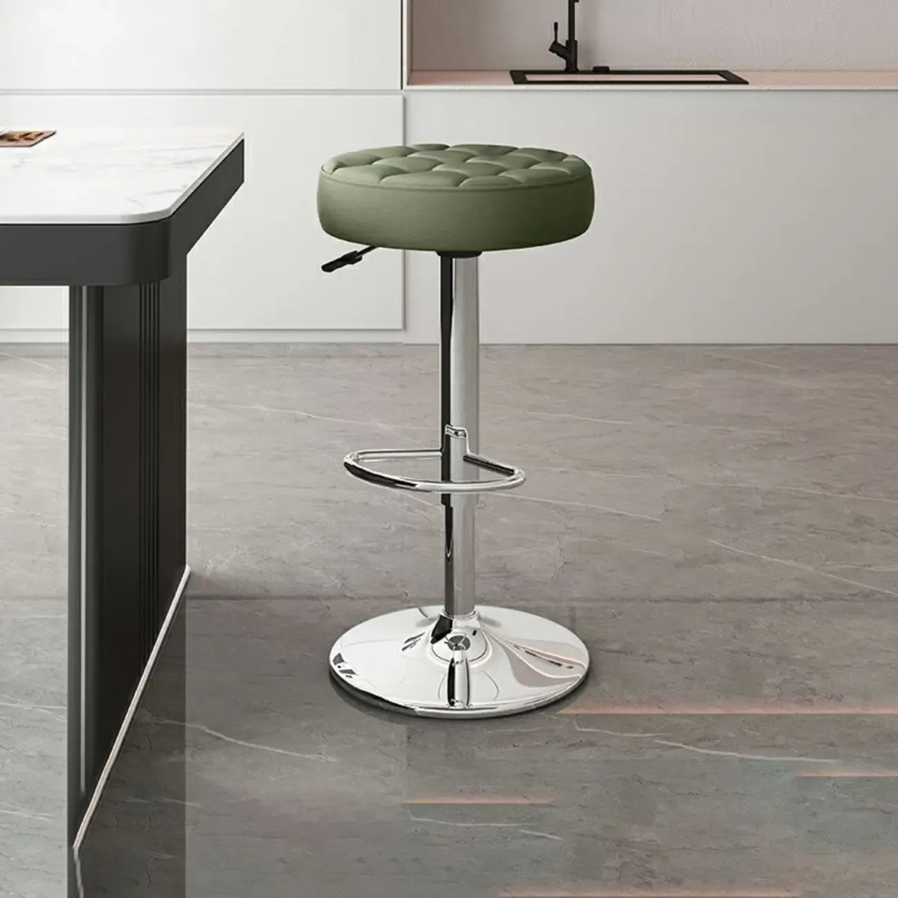 Leather Upholstered Adjustable Swivel Bar Stools