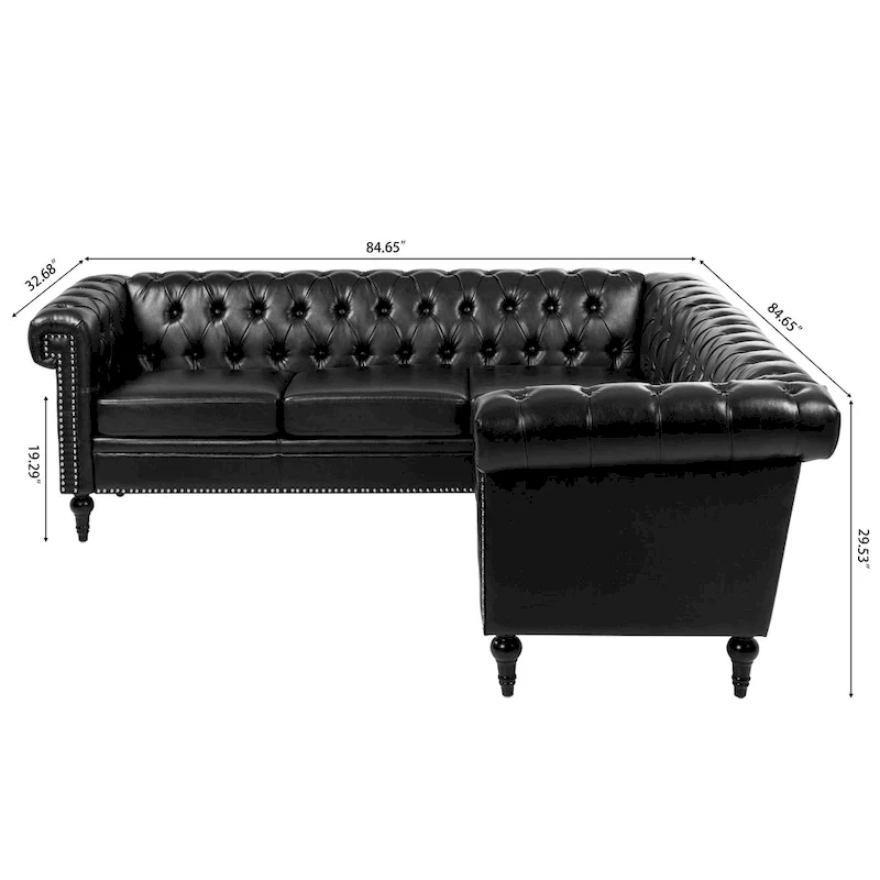 L-Shaped Sectional Sofa with PU Leather Upholstery
