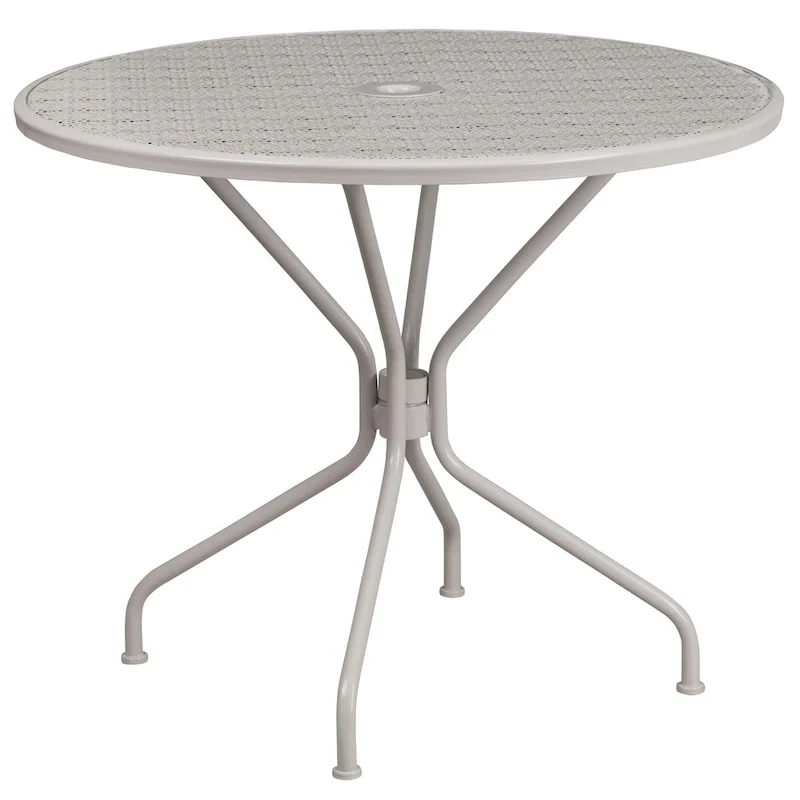 35-inch Round Steel 3-piece Patio Table Set with Round Back Chairs