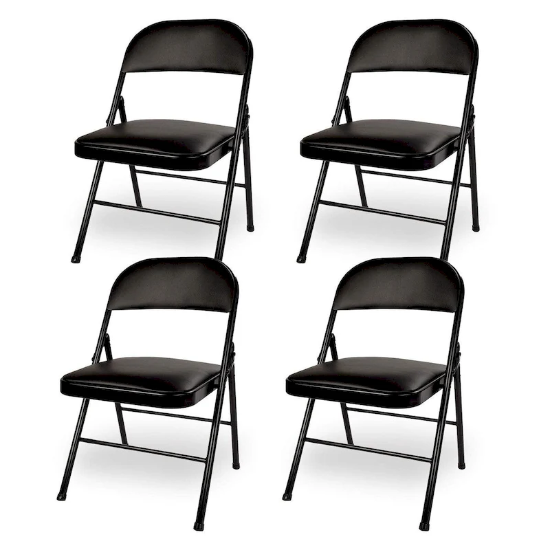 Javlergo 4 Pack Folding Chairs with Padded Cushion, Indoor Outdoor Portable Metal Chairs for Home Office