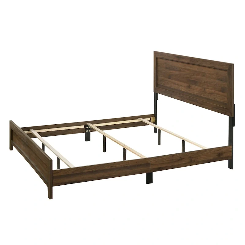 Linette 5 Piece Cherry Brown Panel Bedroom Set