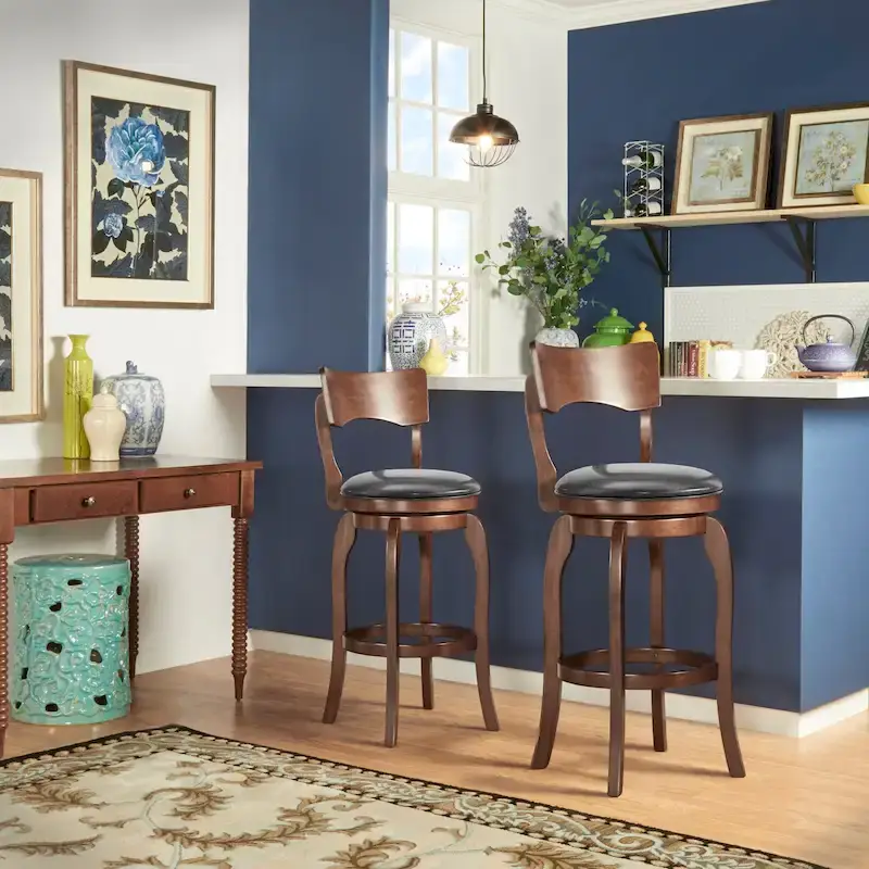 Lyla Swivel 29-inch Brown High Back Bar Height Barstool by iNSPIRE Q Classic