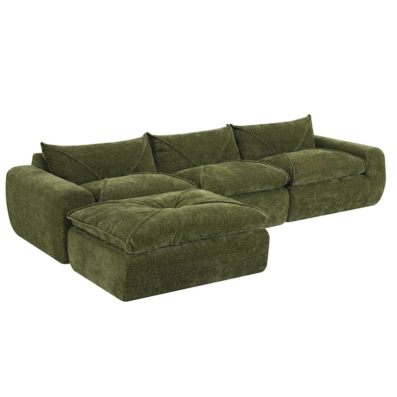116-In Modern Chenille Sectional Sofa with High Density Foam,No Assembly Required