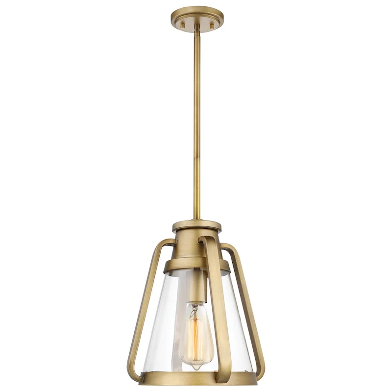 Everett 1 Light 10 Inch Pendant Natural Brass with Clear Glass - Natural Brass
