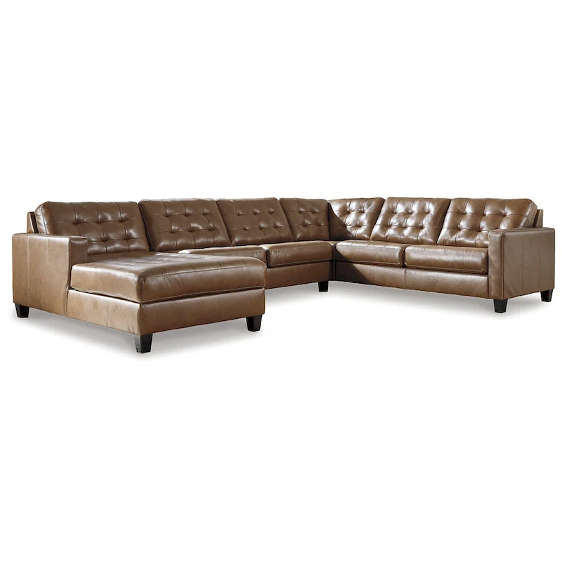 Signature Design by Ashley Baskove Brown 4-Piece Sectional with Chaise - 142 W x 109 D x 36 H