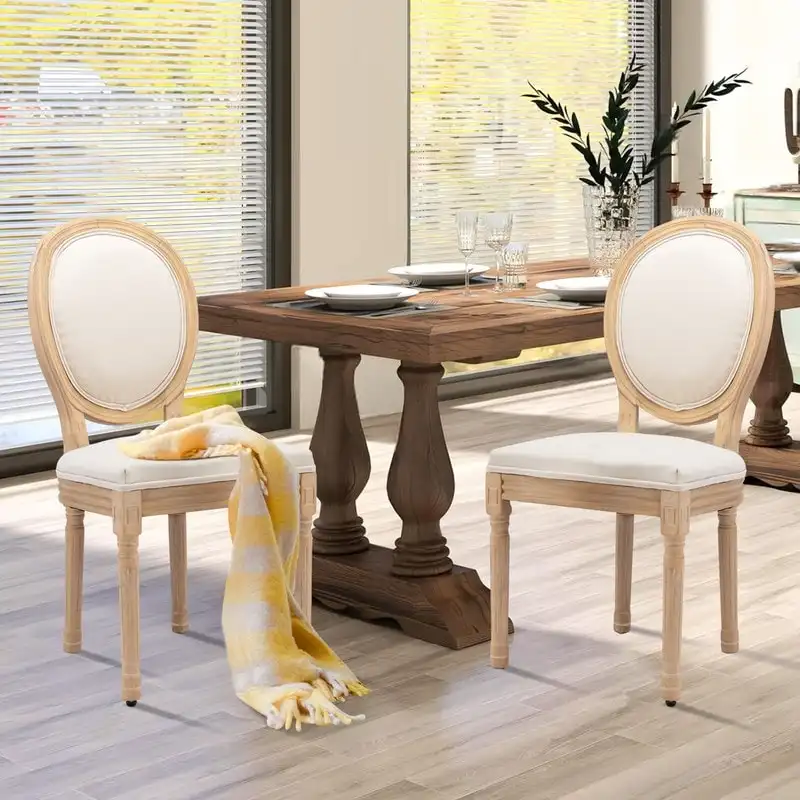 French Chair Dining Chair Solid Wood with Nailhead Trim Set of 2