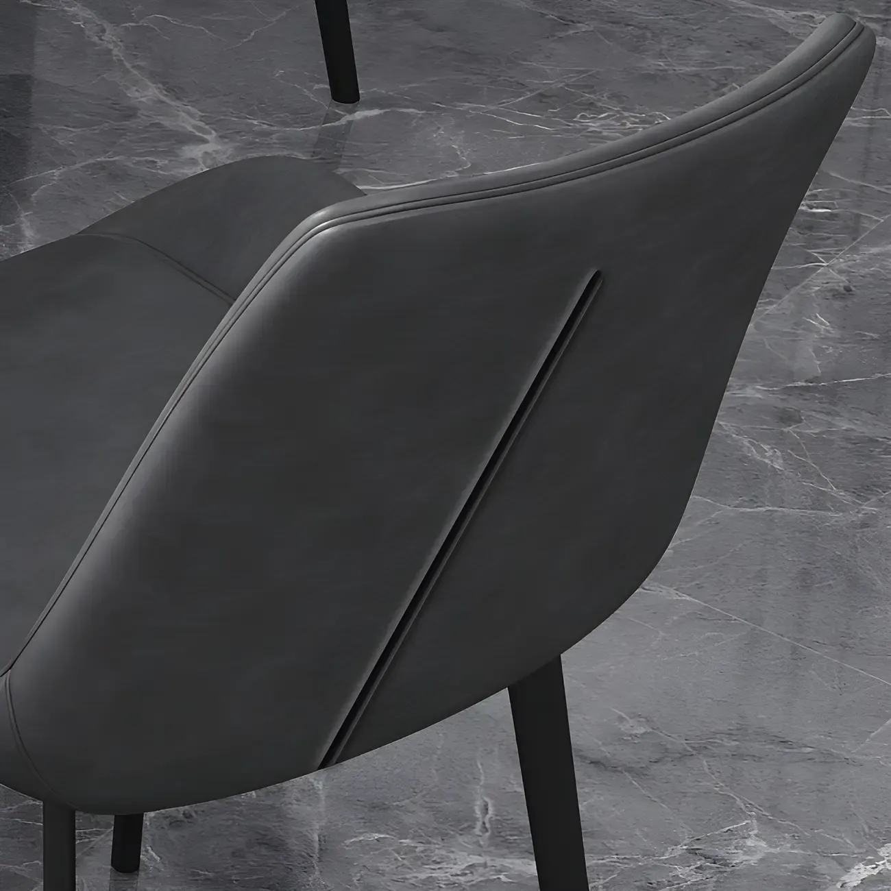 Sloped Armless Leather Upholstered Parsons Dining Chair