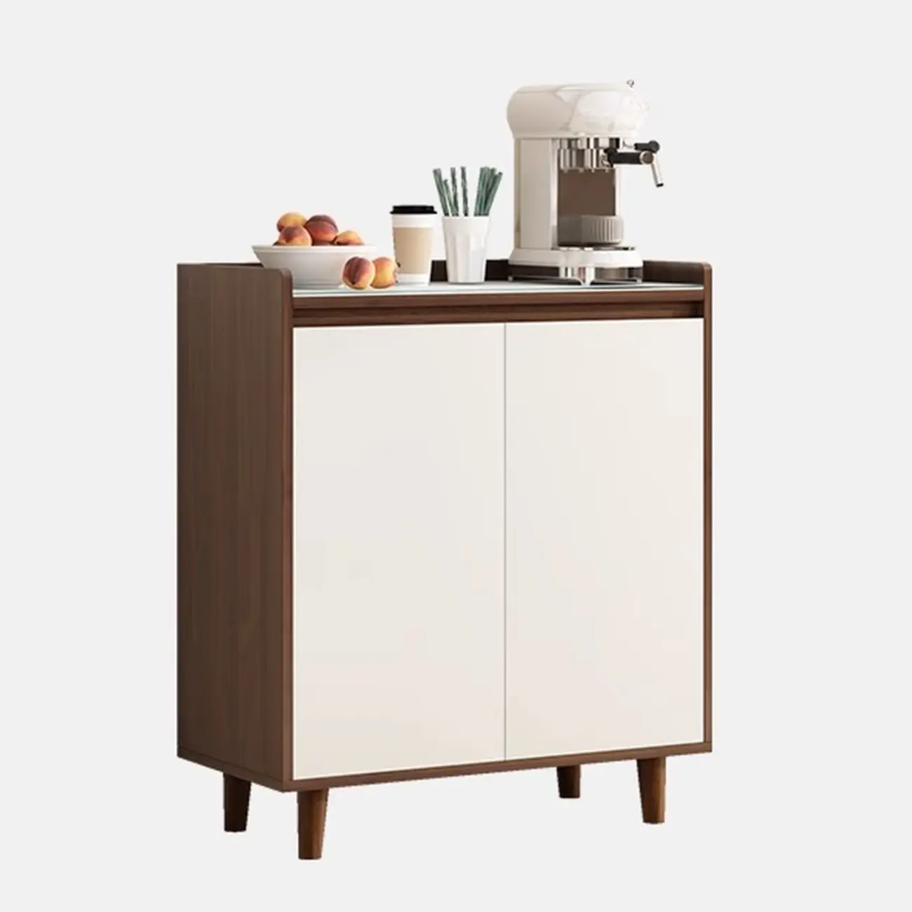 Modern Wood Sideboard with Glass Countertop