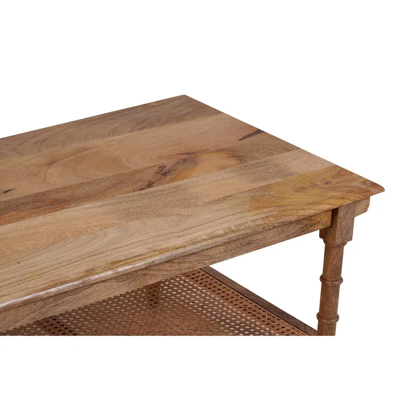 Carolina Living Chesterfield Wood & Cane Coffee Table - Whitewash