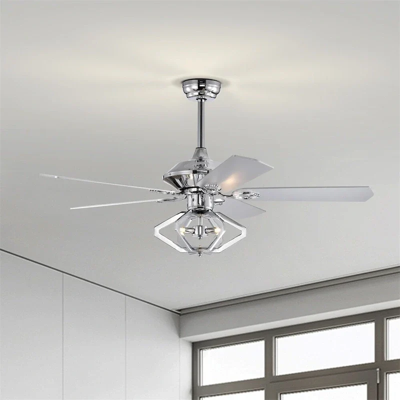 52  Dual Wood 5-Blade Crystal Ceiling Fan with Remote
