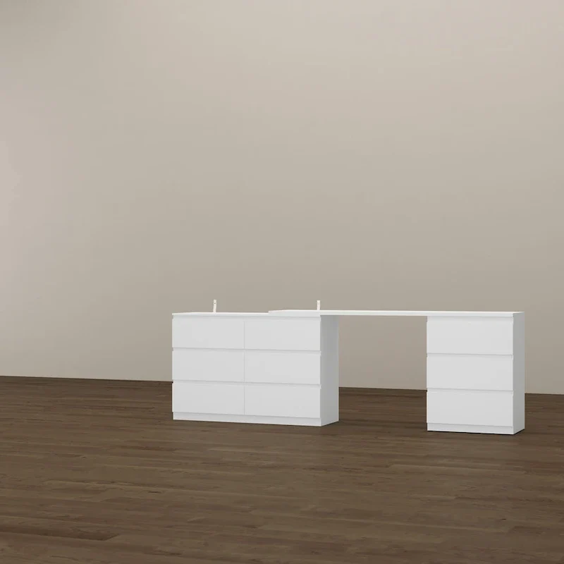 Office Desk: Expandable & Convertible with Ample Drawer Space Dresser
