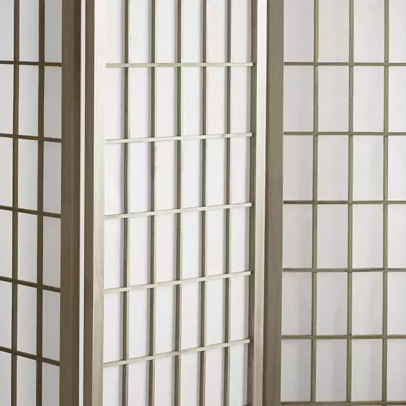 Oriental Furniture 6' Tall 4 Panel Window Pane Special Edition Gray: Privacy Screen, Light Filtering