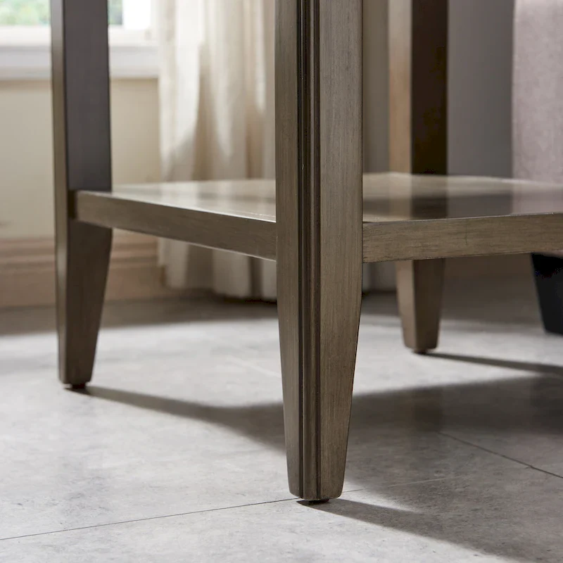 Laurent 20 in. Solid Wood End Table with Shelf and Drawer