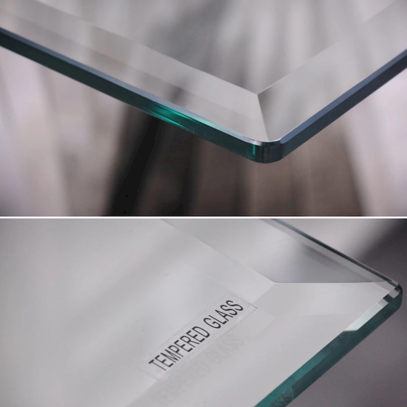 Modern Coffee Table Clear Tempered Glass Living Room Coffee Table with Geometric Base