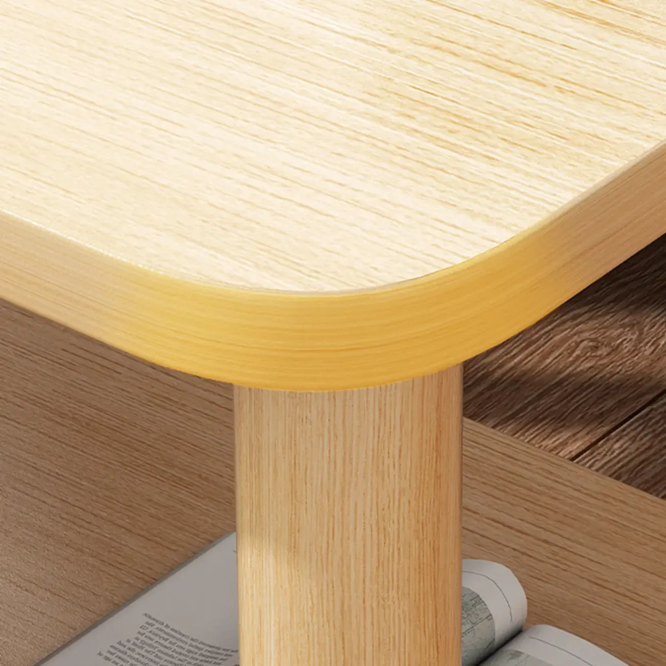 Square White Wood Side Table with Shelf