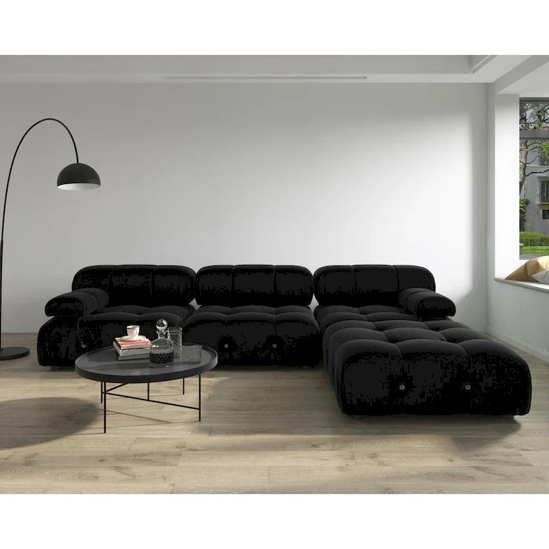 Black Velvet Free Combination Modular Sectional Sofa
