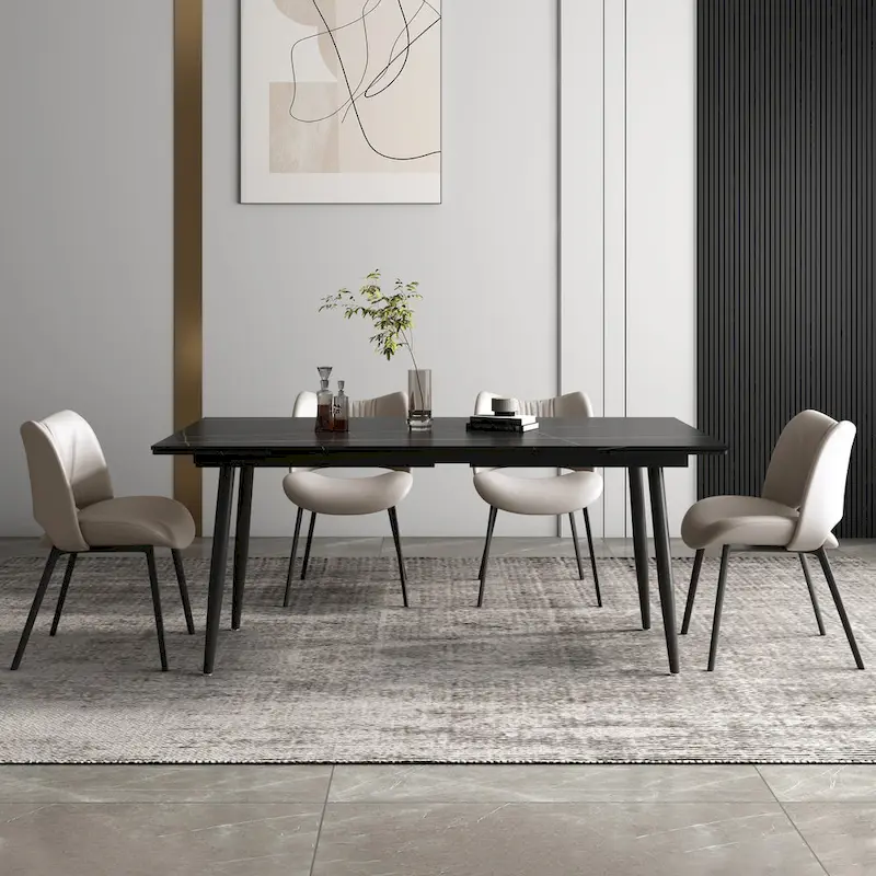Extendable Dining Table Set with Sintered Stone Top - Seats 6-10