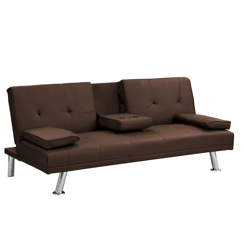 66.1  PVC Loveseat Sofa Bed with Wood Frame and Stainless Legs