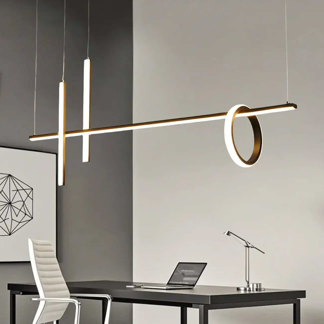 Modern Black LED Linear Kitchen Island Pendant Light