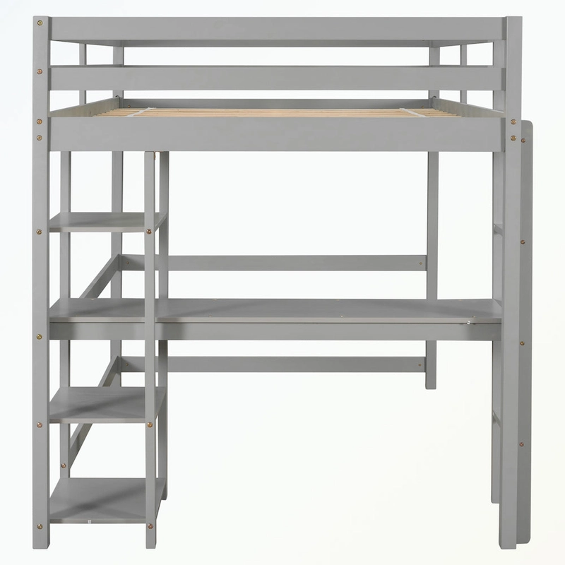 Full Loft Bed with Desk and Shelves