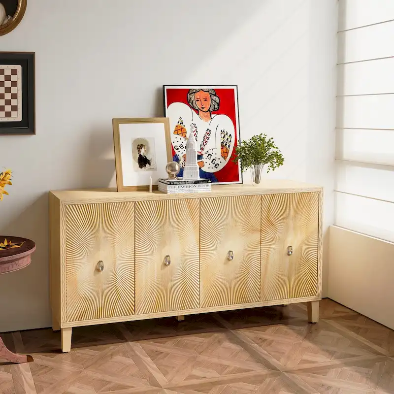 4 Door Storage Cabinet/Dining Sideboard/Accent Cabinet