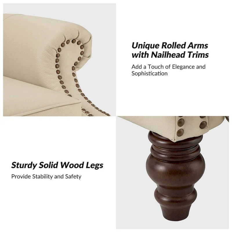 Noemon Modern Genuine Leather Recliner with Nailhead Trims Set of 2 by HULALA HOME