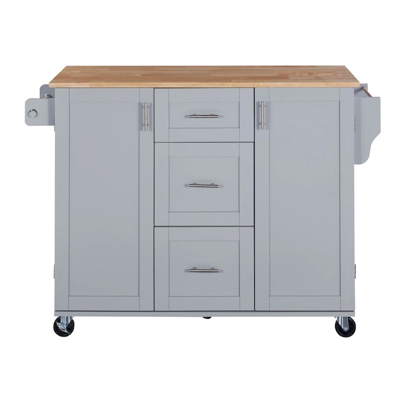 Kitchen Cart with Rubber Wood Top
