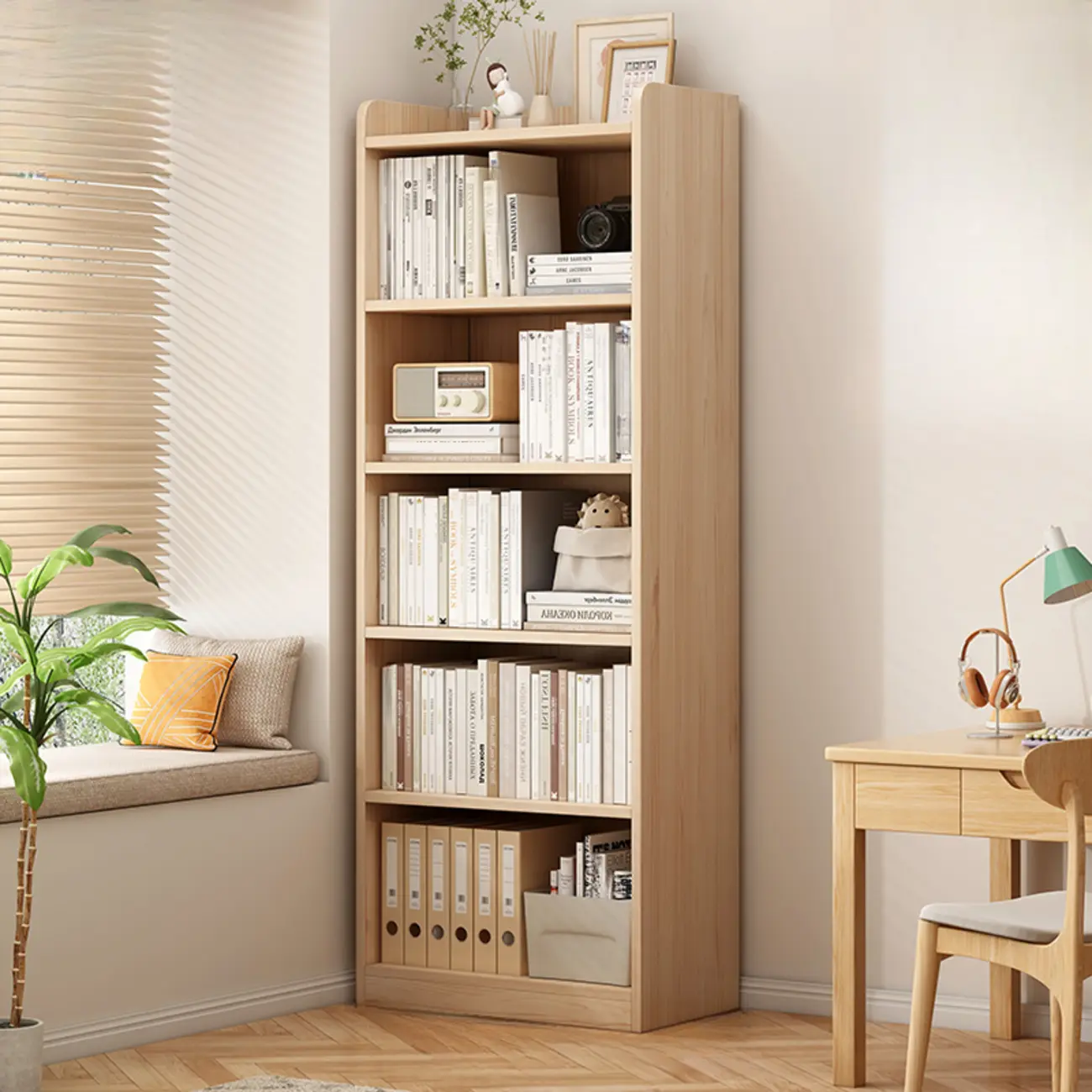 Natural Pine Vertical 6-Tier Barrister Closed Back Bookcase