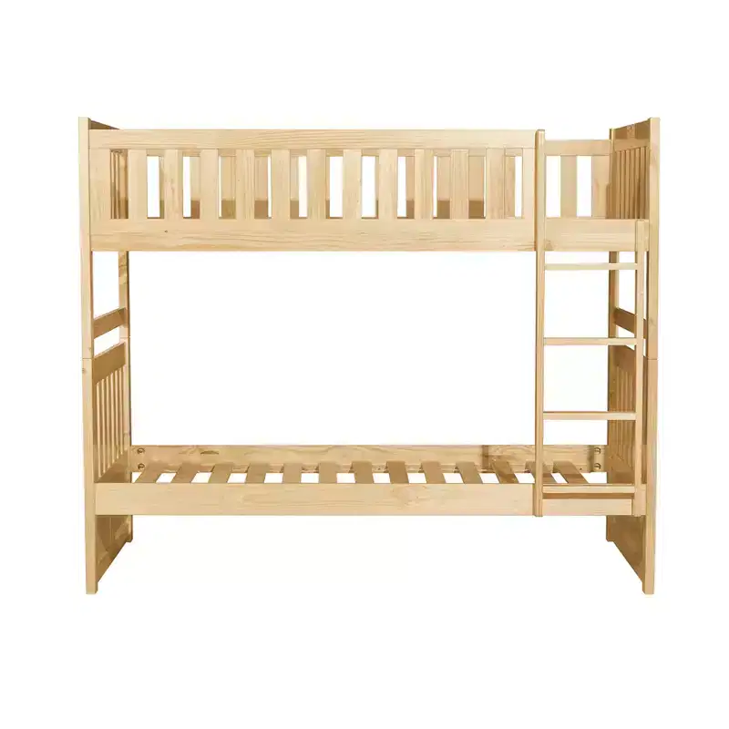GDFStudio Carter Modern Pine Wood Twin Over Twin Bunk Bed with Ladder and Guard Rails