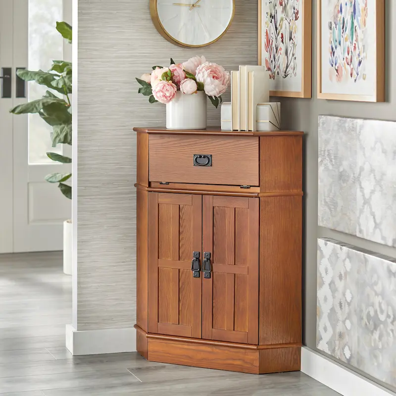 Simple Living Mission Wood Corner Cabinet - 34h x 24w x 18l