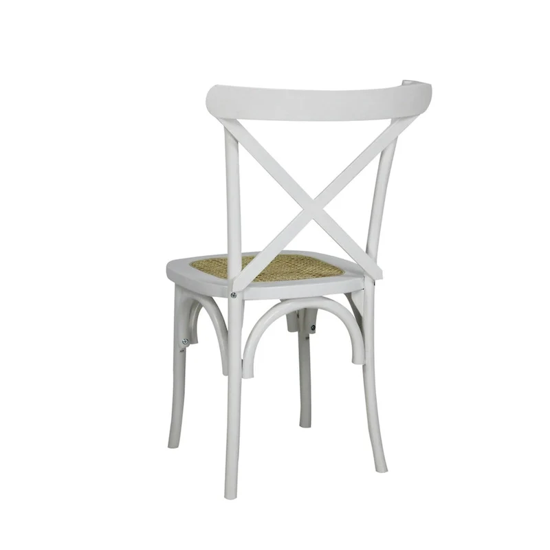 Colmar Classic Traditional X-Back Wood Rattan Dining Chair, Natural (Set of 2) by JONATHAN Y