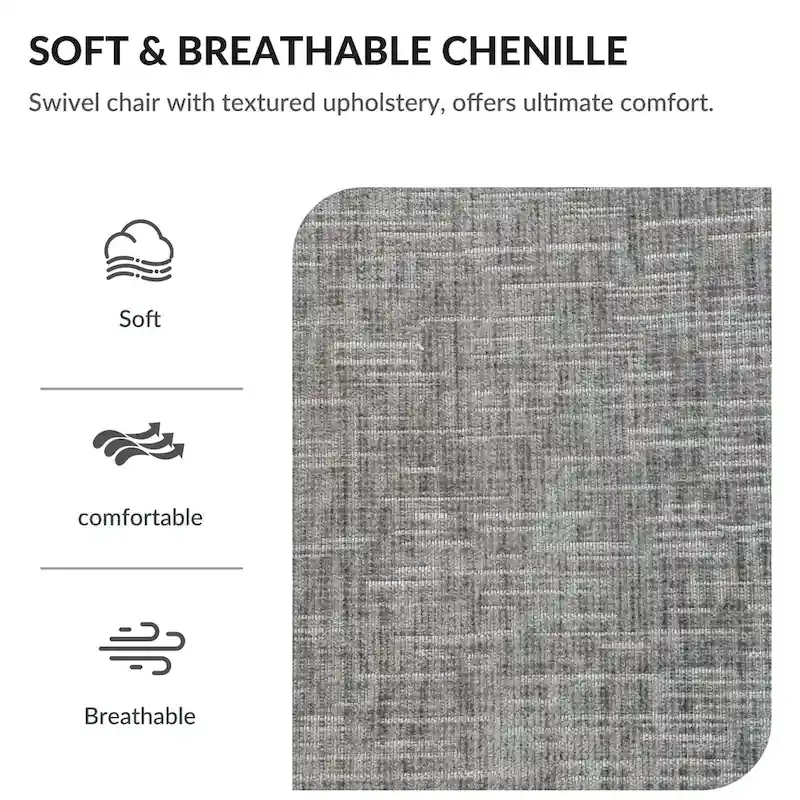 Chenille Swivel Accent Chair with 360 Rotation and Wood Base