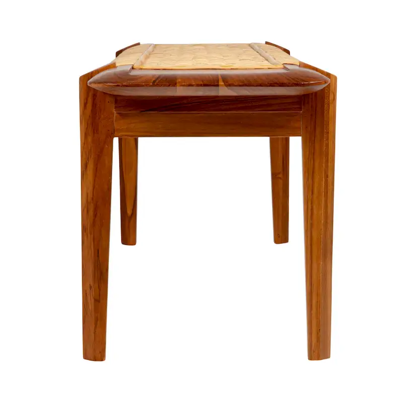 Teakwood and Rattan Bench