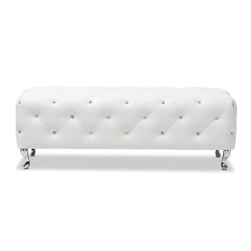 Silver Orchid Heston Crystal Tufted Modern Bench