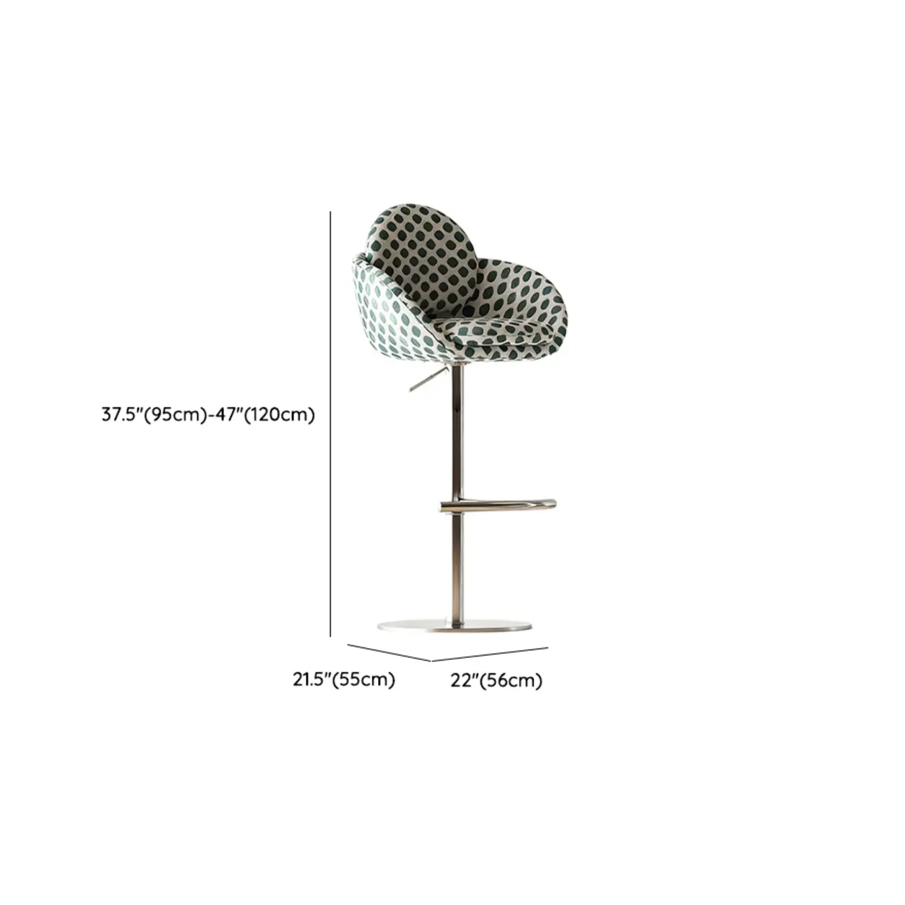 Modern Swivel Fabric Upholstered Bar Stools Stainless Steel