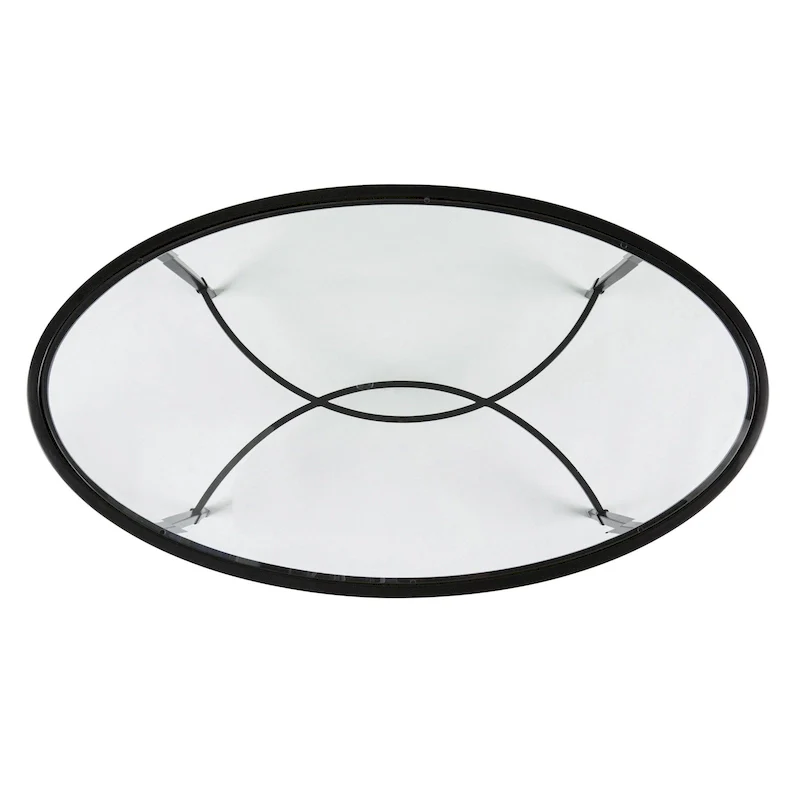 HomeRoots 45 Clear and Black Glass and Metal Oval Coffee Table - 19 H x 45 W x 25 D