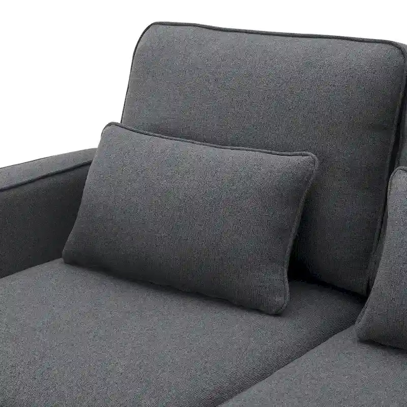 104 4-Seater Modern Linen Fabric Sofa with Armrest Pockets and 4 Pillows