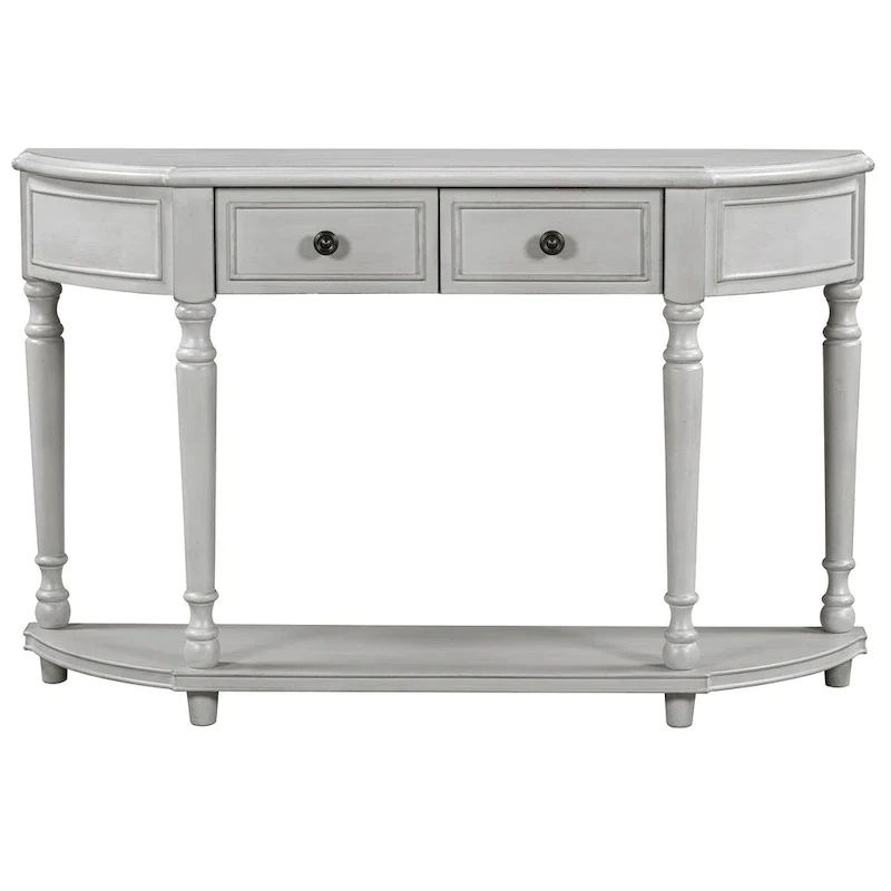 Nestfair Retro Wooden Console Table with Open Shelf Two Drawers