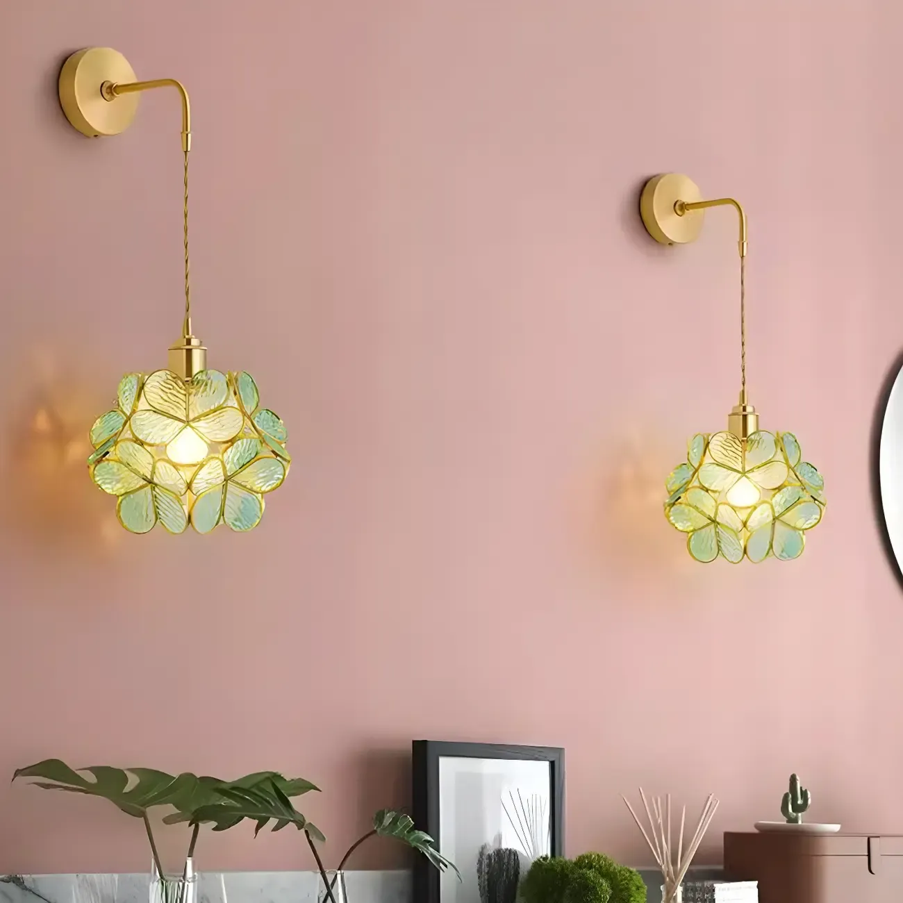 Modern Flower Prismatic Glass Arc Vanity Light