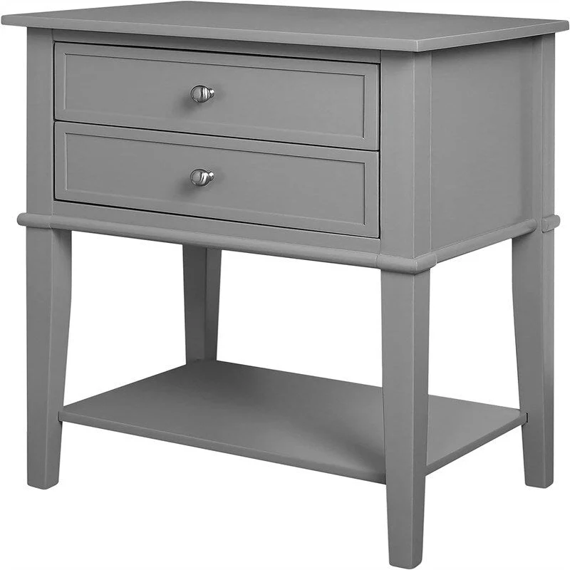 Grey/Black/Soft White/Emerald 2-Drawer Accent Table, 2-Person Assembly