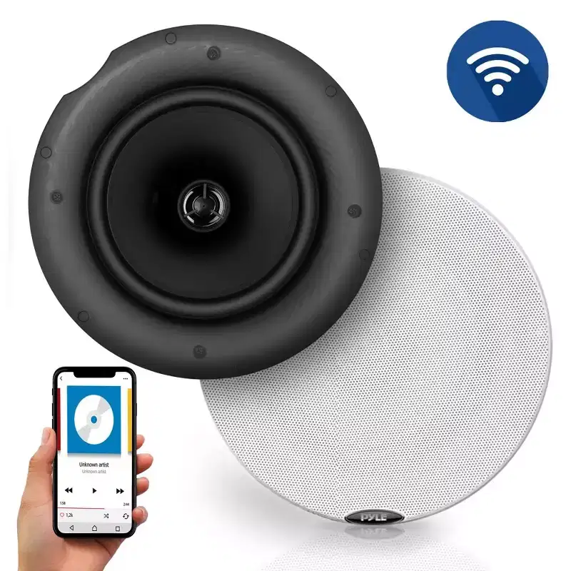 Pyle 6.5 Bluetooth In-Wall/Ceiling Speakers for Streaming with Flush Mount Design - Black