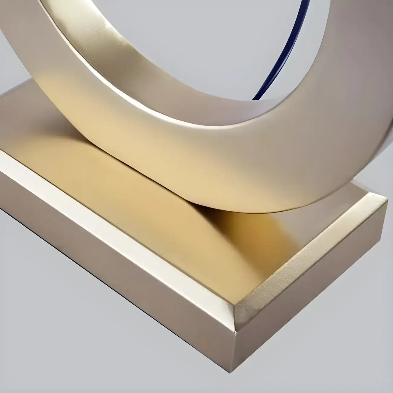 Gold Ring LED Table Lamp Square Base & Rectangle Shade