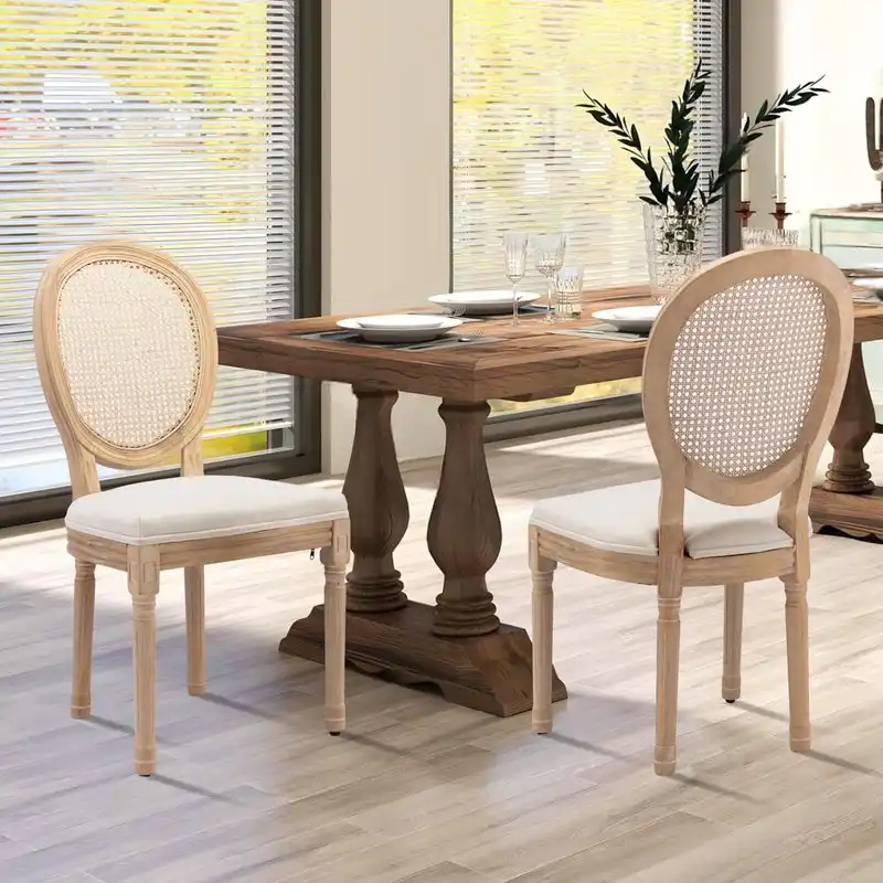 French Chair Dining Chair Solid Wood with Nailhead Trim Set of 2