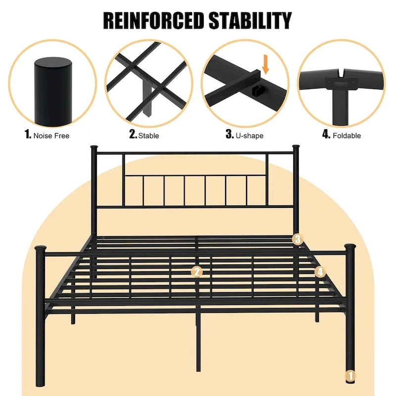 Futzca Bed Frame with Headboard and Footboard