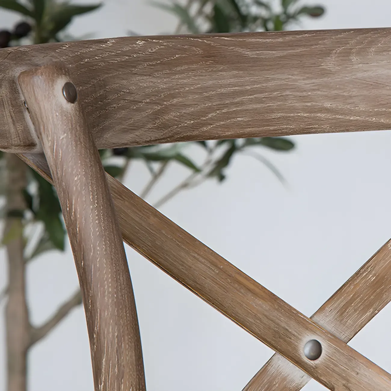 Rustic Solid Wood Wicker Cross Back Bar Stool in Brown/ Grey